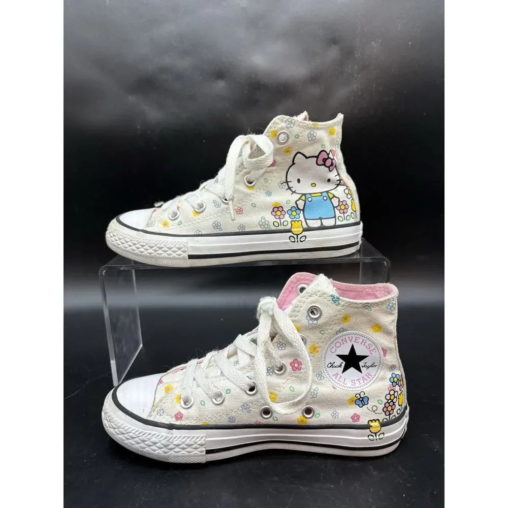 Hello Kitty Converse All Star Chuck Taylor Junior Size 12 Rare High tops Floral